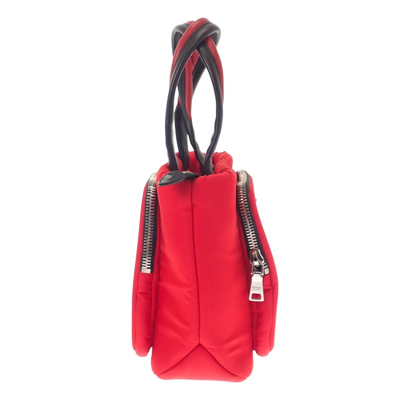 プラダ PRADA TESSUTO POCKET カーゴ スモール 1BG270 トートバッグ ２WAYバッグ ショルダーバッグ ナイロン レザー レッド ブラック シルバー金具 レディース【中古】【ABランク】
