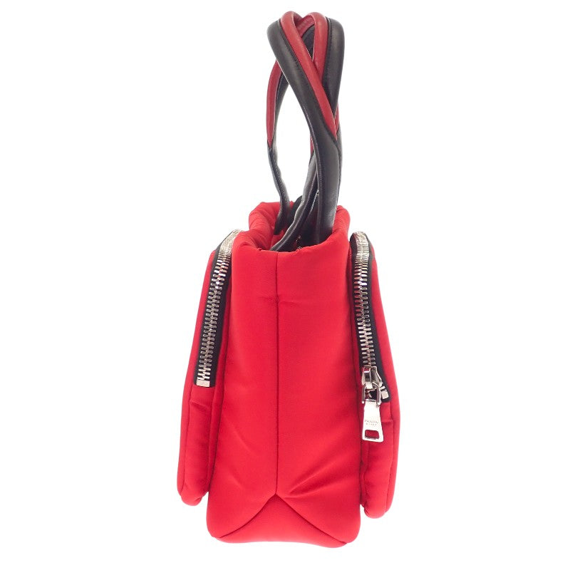 プラダ PRADA TESSUTO POCKET カーゴ スモール 1BG270 トートバッグ ２WAYバッグ ショルダーバッグ ナイロン レザー レッド ブラック シルバー金具 レディース【中古】【ABランク】