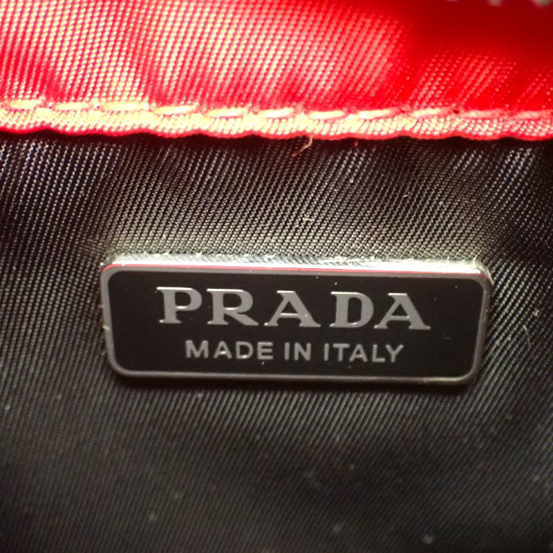 プラダ PRADA TESSUTO POCKET カーゴ スモール 1BG270 トートバッグ ２WAYバッグ ショルダーバッグ ナイロン レザー レッド ブラック シルバー金具 レディース【中古】【ABランク】