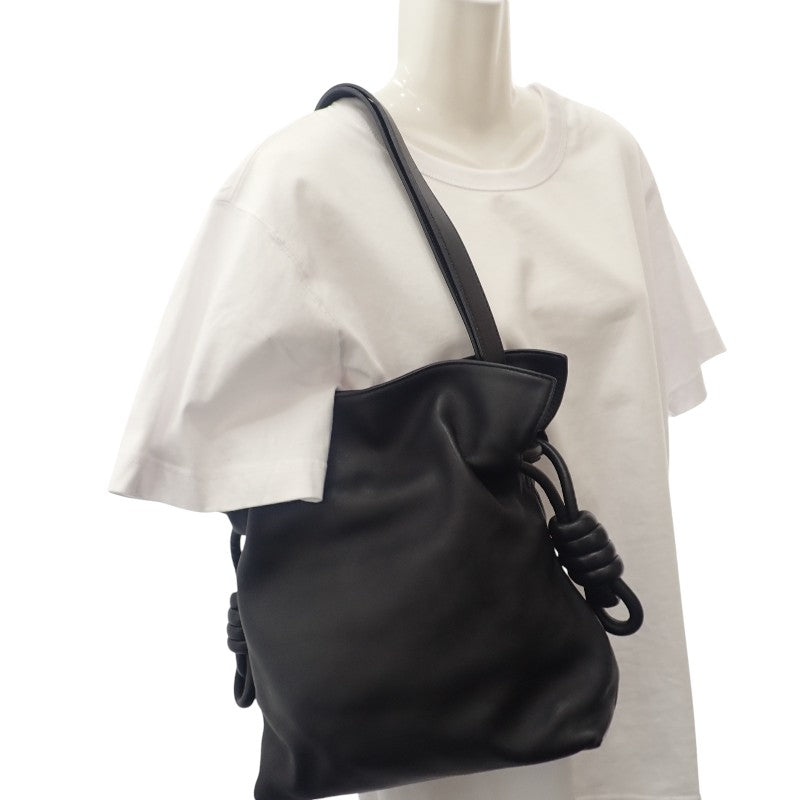 ロエベ LOEWE フラメンコノット スモール 334.30.K63 ショルダーバッグ ハンドバッグ カーフ ブラック シルバー金具 レディース【中古】【ABランク】