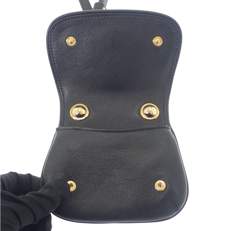 グッチ GUCCI ブロンディ 698635 カードケース レザー ブラック ゴールド金具 レディース【中古】【ABランク】