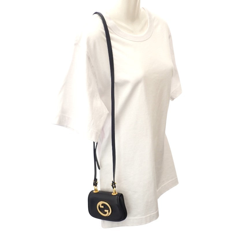 グッチ GUCCI ブロンディ 698635 カードケース レザー ブラック ゴールド金具 レディース【中古】【ABランク】