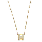 エルメス HERMES カージュドアッシュ Hキューブ ネックレス メタル ゴールド アイボリー ゴールド金具 レディース【中古】【ABランク】