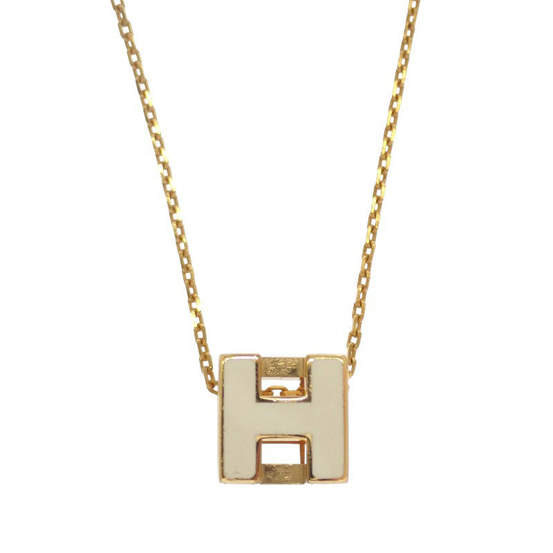 エルメス HERMES カージュドアッシュ Hキューブ ネックレス メタル ゴールド アイボリー ゴールド金具 レディース【中古】【ABランク】