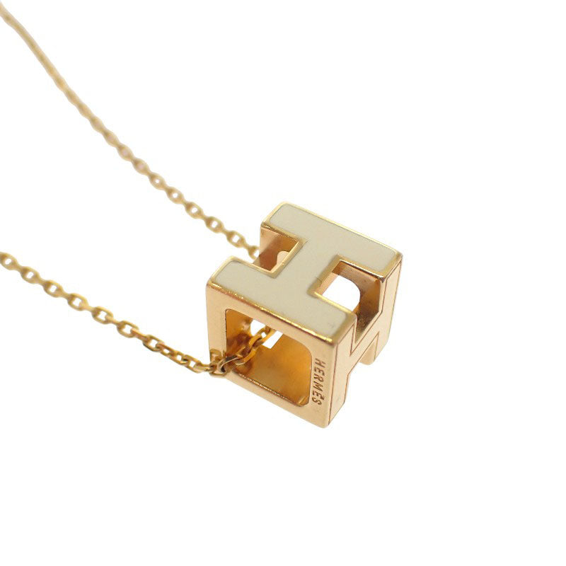エルメス HERMES カージュドアッシュ Hキューブ ネックレス メタル ゴールド アイボリー ゴールド金具 レディース【中古】【ABランク】