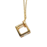 エルメス HERMES カージュドアッシュ Hキューブ ネックレス メタル ゴールド アイボリー ゴールド金具 レディース【中古】【ABランク】