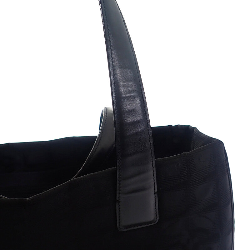CHANEL New Travel Line Tote MM A15991 Tote Bag Nylon Leather Black Women's [Used] [AB Rank]