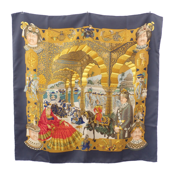 エルメス HERMES カレ90 SPLENDEUR DES MAHARAJAS スカーフ シルク グレー レディース【中古】【ABランク】