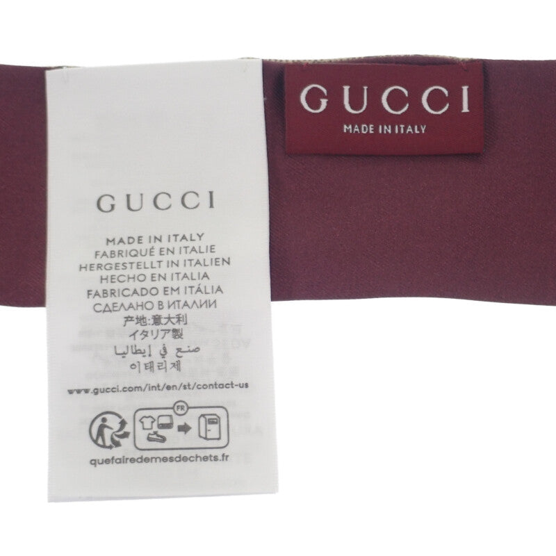 グッチ GUCCI Yuko Higuchi ネックボウ 日本限定 848291 3G001 6172 スカーフ シルク ベージュ ボルドー レディース【中古】【Aランク】