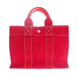 エルメス HERMES ドーヴィルPM ハンドバッグ キャンバス レッド レディース【中古】【ABランク】