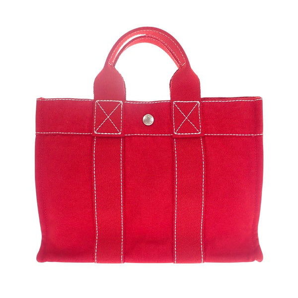 エルメス HERMES ドーヴィルPM ハンドバッグ キャンバス レッド レディース【中古】【ABランク】