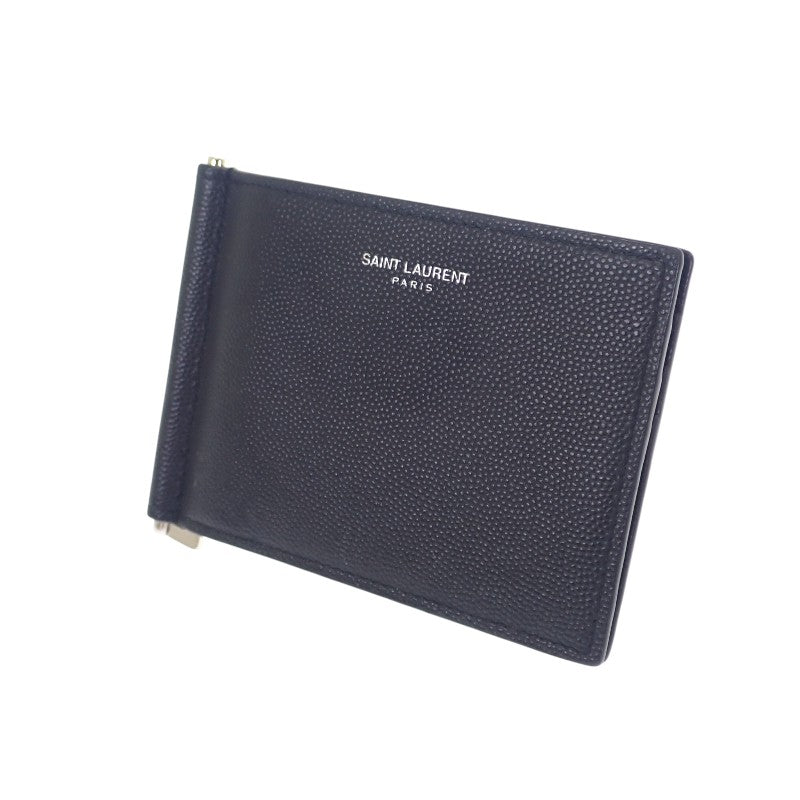 サンローラン SAINT LAURENT ビルクリップウォレット 378005BTY0N1000 二つ折り財布 レザー ブラック シルバー金具 メンズ レディース【中古】【Aランク】