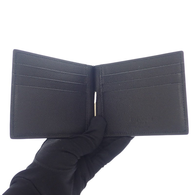 サンローラン SAINT LAURENT ビルクリップウォレット 378005BTY0N1000 二つ折り財布 レザー ブラック シルバー金具 メンズ レディース【中古】【Aランク】