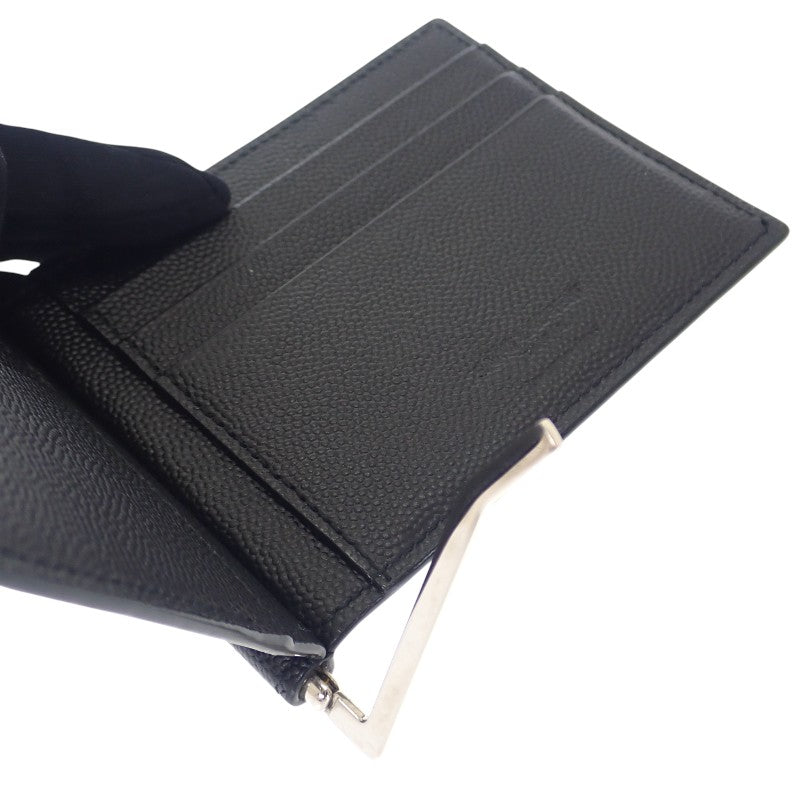 サンローラン SAINT LAURENT ビルクリップウォレット 378005BTY0N1000 二つ折り財布 レザー ブラック シルバー金具 メンズ レディース【中古】【Aランク】