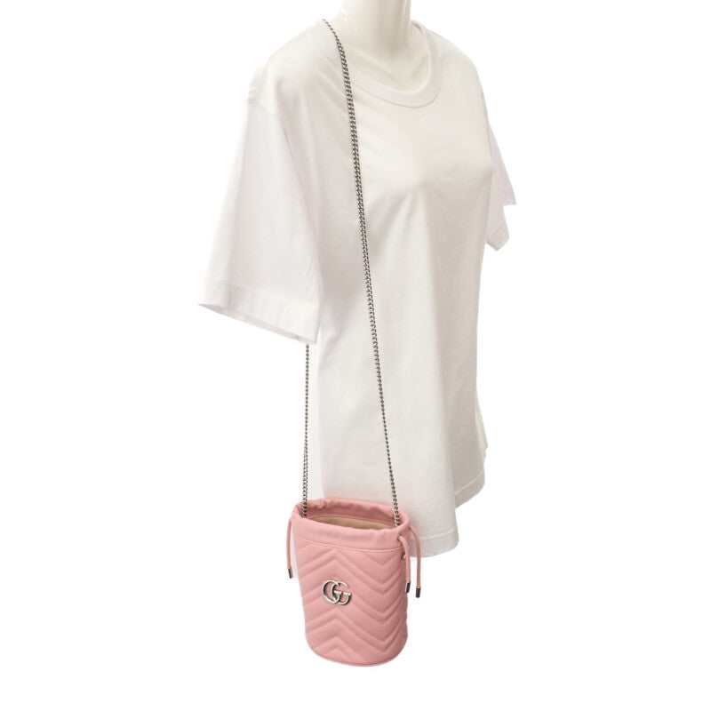 グッチ GUCCI スモールバケット 575163DTDRP5815 ショルダーバッグ レザー ピンク シルバー金具 レディース【中古】【Aランク】