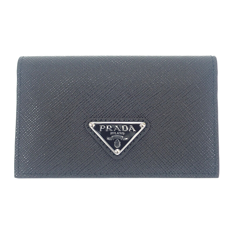 プラダ PRADA サフィアーノトライアングル 1MC110_QHH_F0632 カードケース サフィアーノ ブラック シルバー金具 レディース メンズ【中古】【Aランク】