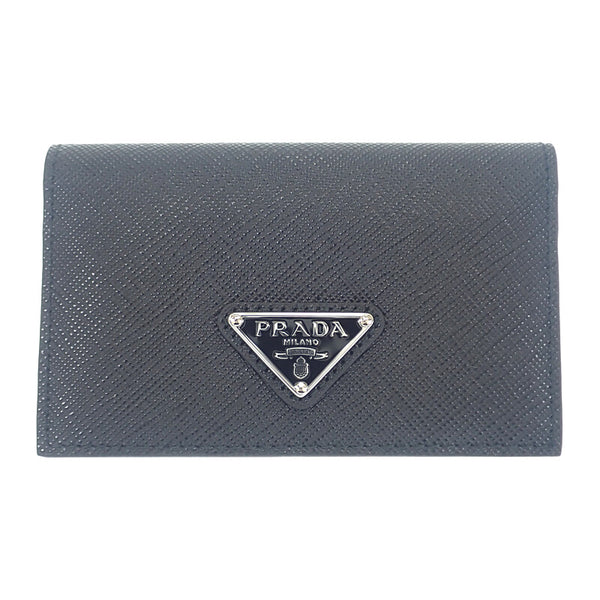 プラダ PRADA サフィアーノトライアングル 1MC110_QHH_F0632 カードケース サフィアーノ ブラック シルバー金具 レディース メンズ【中古】【Aランク】