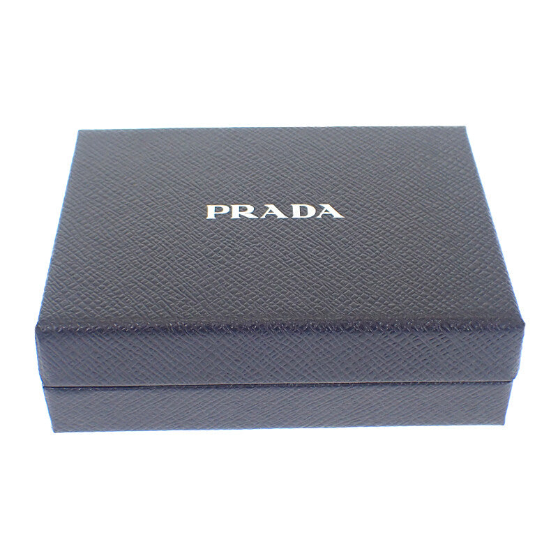 PRADA Saffiano Triangle 1MC110_QHH_F0632 Card Holder Saffiano Black Silver Hardware Women's Men's [Used] [A Rank]
