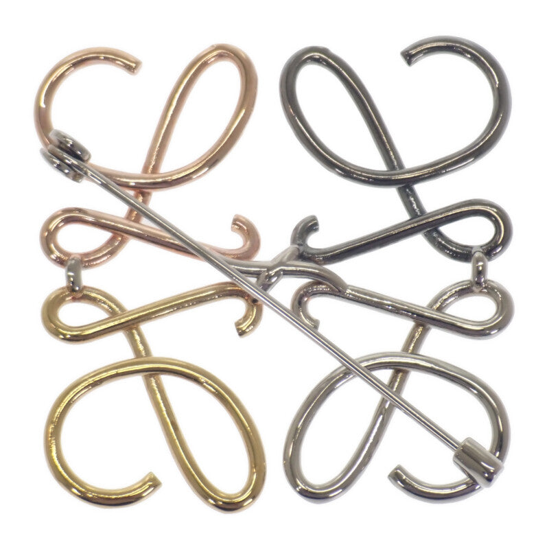 ロエベ LOEWE アナグラム J000245X10 ブローチ メタル マルチカラー ゴールド シルバー レディース【中古】【ABランク】