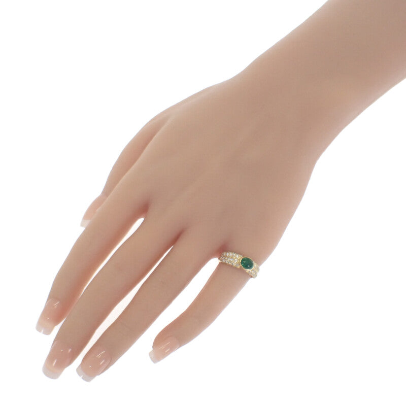 MELLERIO dits MELLER Emerald 14 Ring K18 Yellow Gold Green Emerald Diamond Ladies [Used] [A Rank]