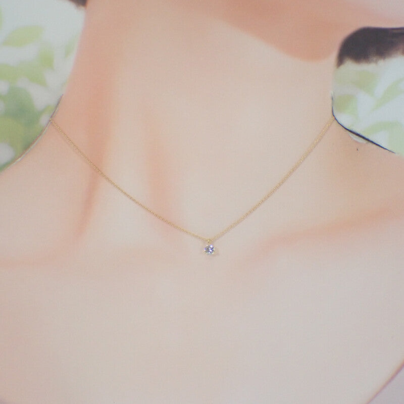 デザインジュエリー 1粒ダイヤ ネックレス K18イエローゴールド ダイヤモンド レディース【中古】【Aランク】