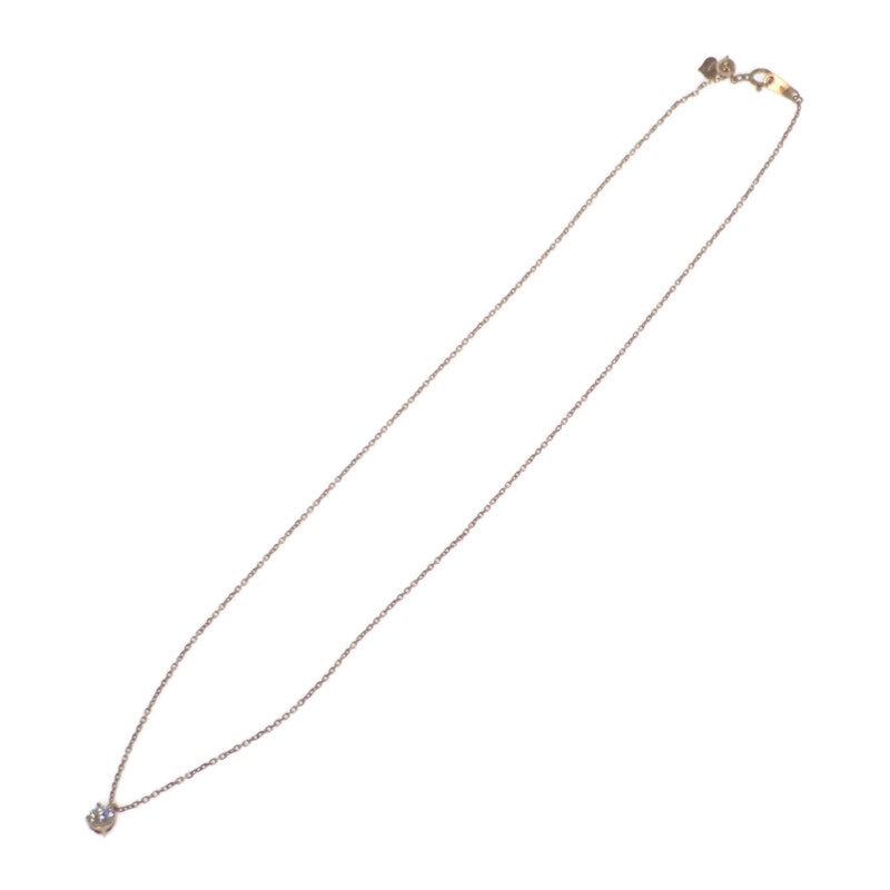 デザインジュエリー 一粒ダイヤ ネックレス K18ピンクゴールド ダイヤモンド レディース【中古】【Aランク】