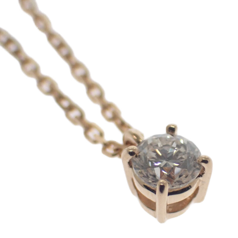 デザインジュエリー 一粒ダイヤ ネックレス K18ピンクゴールド ダイヤモンド レディース【中古】【Aランク】