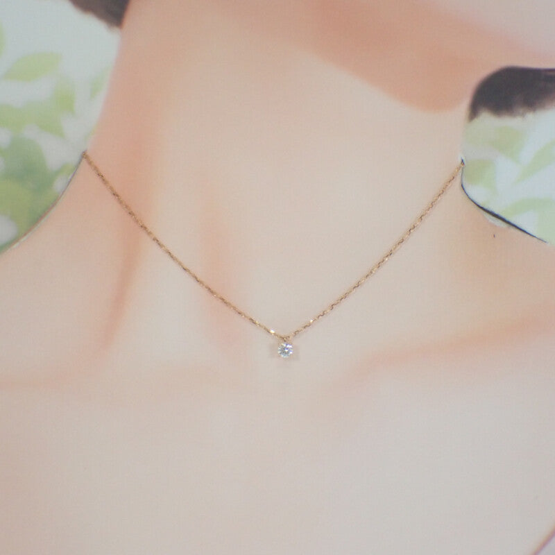 デザインジュエリー 一粒ダイヤ ネックレス K18ピンクゴールド ダイヤモンド レディース【中古】【Aランク】