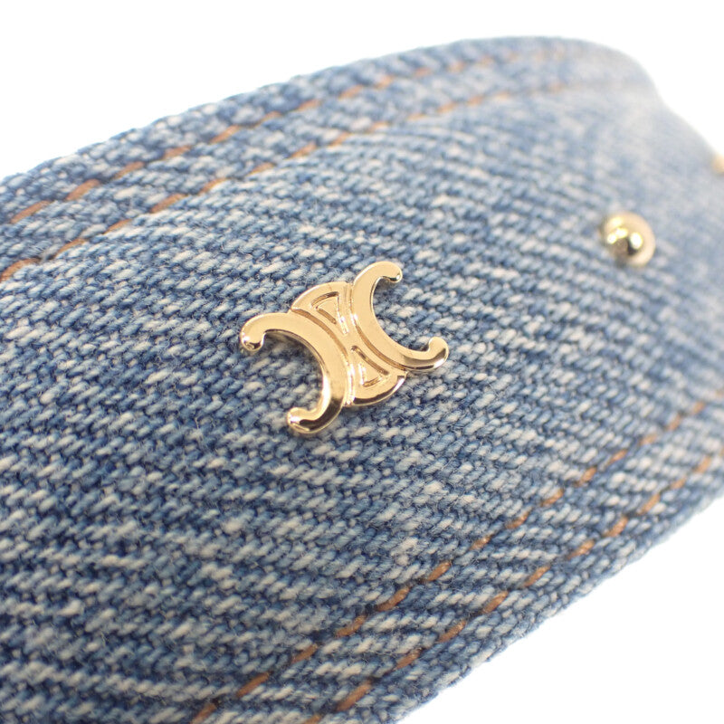 セリーヌ CELINE トリオンフデニムヘアバンド 460YV2BCO.07GD ヘアアクセサリー デニム ブルー ゴールド金具 レディース【中古】【Aランク】