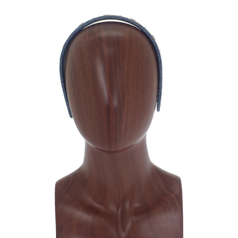 セリーヌ CELINE トリオンフデニムヘアバンド 460YV2BCO.07GD ヘアアクセサリー デニム ブルー ゴールド金具 レディース【中古】【Aランク】