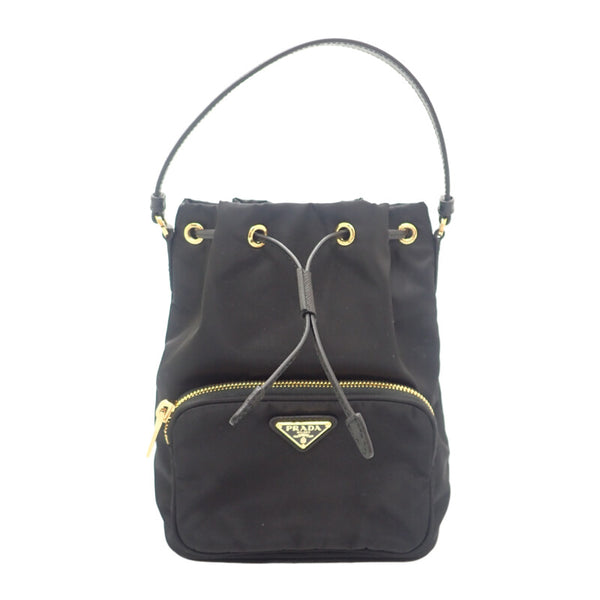 プラダ PRADA デュエットバケット Re-Nylon 1BH038 2WAYバッグ ナイロン ブラック ゴールド金具 レディース【中古】【Aランク】