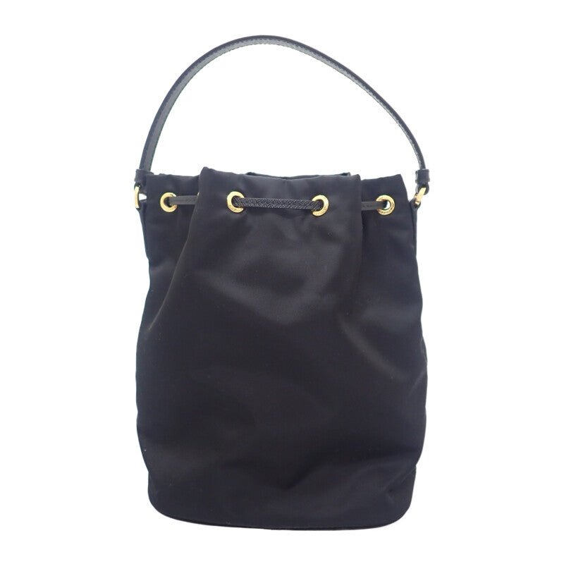 プラダ PRADA デュエットバケット Re-Nylon 1BH038 2WAYバッグ ナイロン ブラック ゴールド金具 レディース【中古】【Aランク】