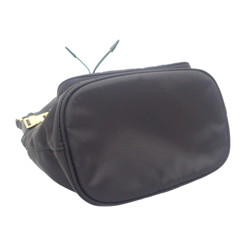 プラダ PRADA デュエットバケット Re-Nylon 1BH038 2WAYバッグ ナイロン ブラック ゴールド金具 レディース【中古】【Aランク】