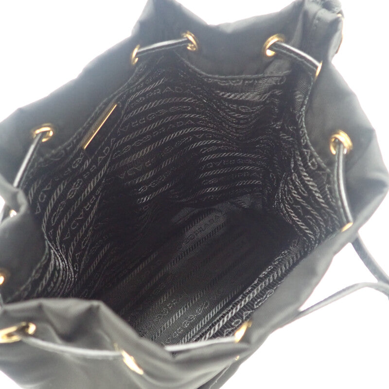 プラダ PRADA デュエットバケット Re-Nylon 1BH038 2WAYバッグ ナイロン ブラック ゴールド金具 レディース【中古】【Aランク】