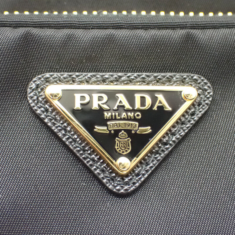 プラダ PRADA デュエットバケット Re-Nylon 1BH038 2WAYバッグ ナイロン ブラック ゴールド金具 レディース【中古】【Aランク】