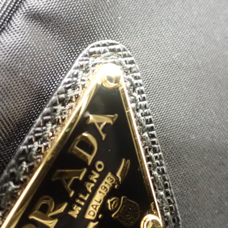 プラダ PRADA デュエットバケット Re-Nylon 1BH038 2WAYバッグ ナイロン ブラック ゴールド金具 レディース【中古】【Aランク】
