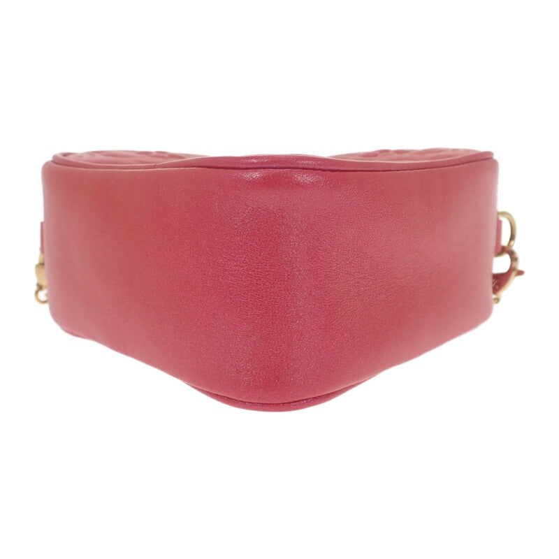 ルイヴィトン LOUIS VUITTON ハートオンチェーン ポーチ M80837 モノグラム ショルダーバッグ レザー レッド ゴールド金具 レディース【中古】【Aランク】