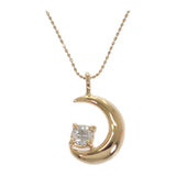 三日月モチーフ ネックレス K18イエローゴールド ダイヤモンド レディース【中古】【Aランク】