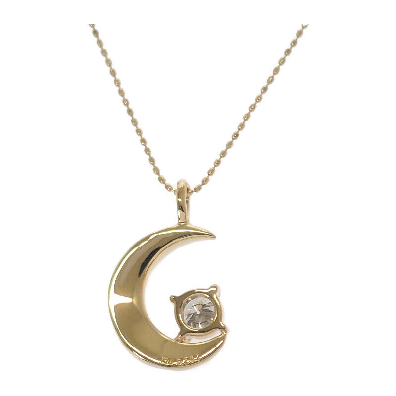 三日月モチーフ ネックレス K18イエローゴールド ダイヤモンド レディース【中古】【Aランク】