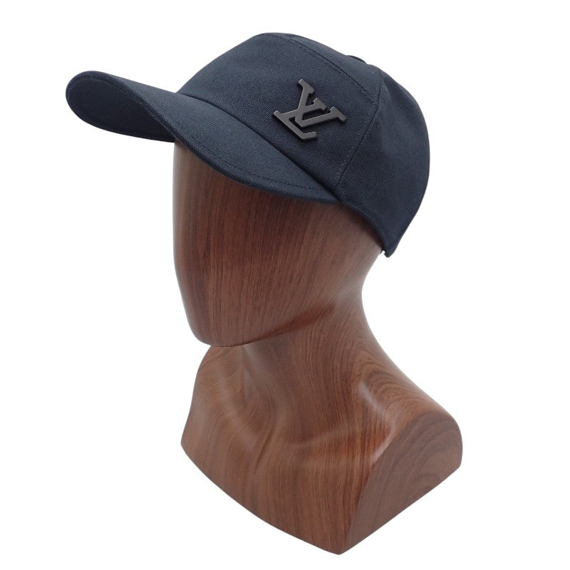 ルイヴィトン LOUIS VUITTON アエログラム M77125 キャップ コットン レザー キュプラ ブラック メンズ【中古】【Aランク】