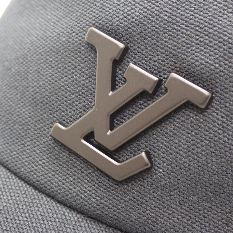 ルイヴィトン LOUIS VUITTON アエログラム M77125 キャップ コットン レザー キュプラ ブラック メンズ【中古】【Aランク】