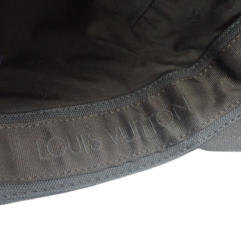 ルイヴィトン LOUIS VUITTON アエログラム M77125 キャップ コットン レザー キュプラ ブラック メンズ【中古】【Aランク】