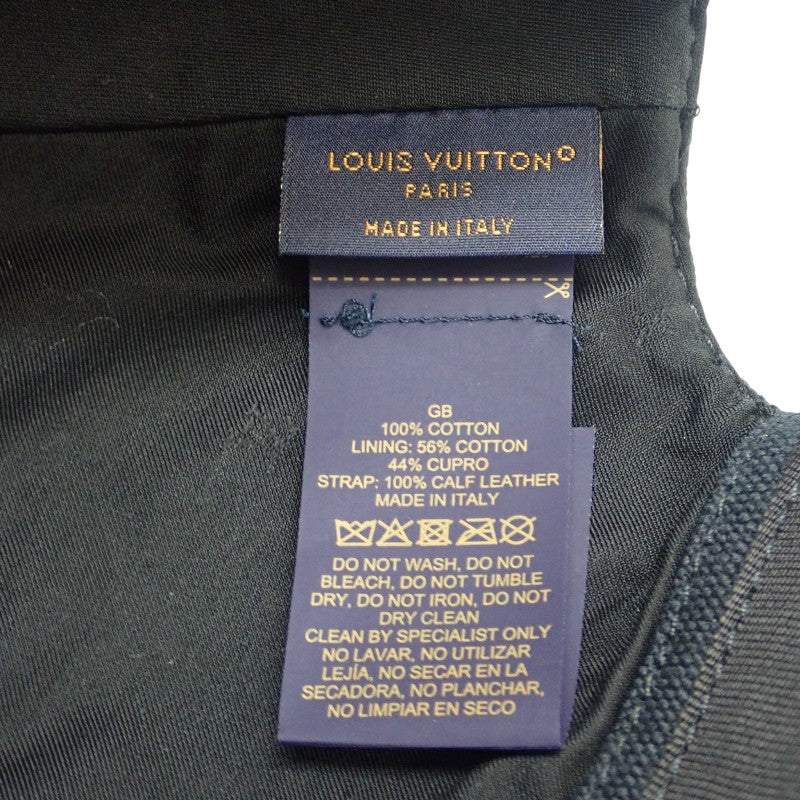 ルイヴィトン LOUIS VUITTON アエログラム M77125 キャップ コットン レザー キュプラ ブラック メンズ【中古】【Aランク】