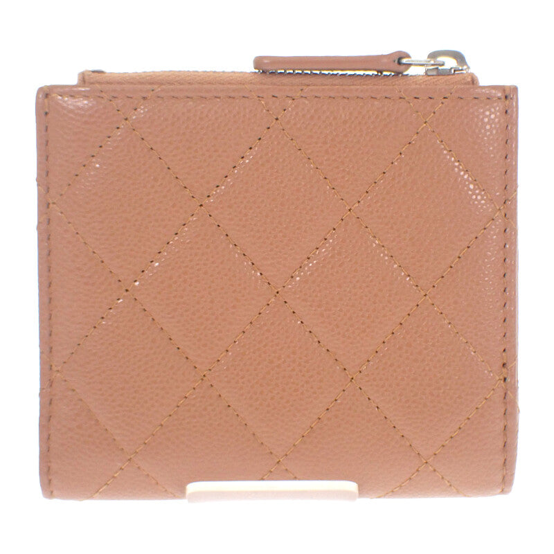 シャネル CHANEL クラシック スモールウォレット AP3388 コインケース グレインカーフレザー キャビアスキン キャメル シルバー金具 レディース【中古】【Aランク】