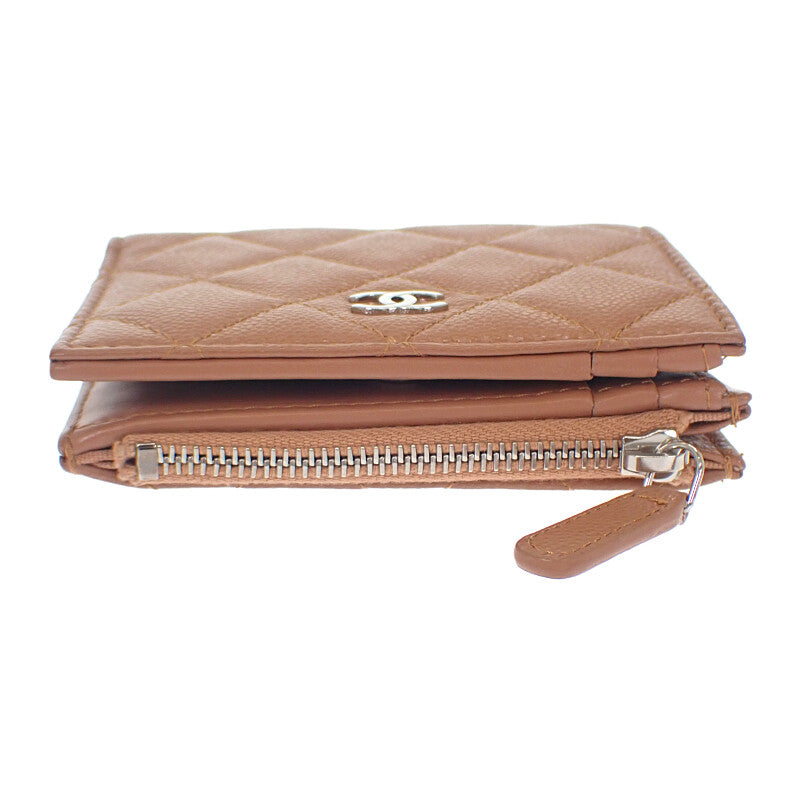 シャネル CHANEL クラシック スモールウォレット AP3388 コインケース グレインカーフレザー キャビアスキン キャメル シルバー金具 レディース【中古】【Aランク】