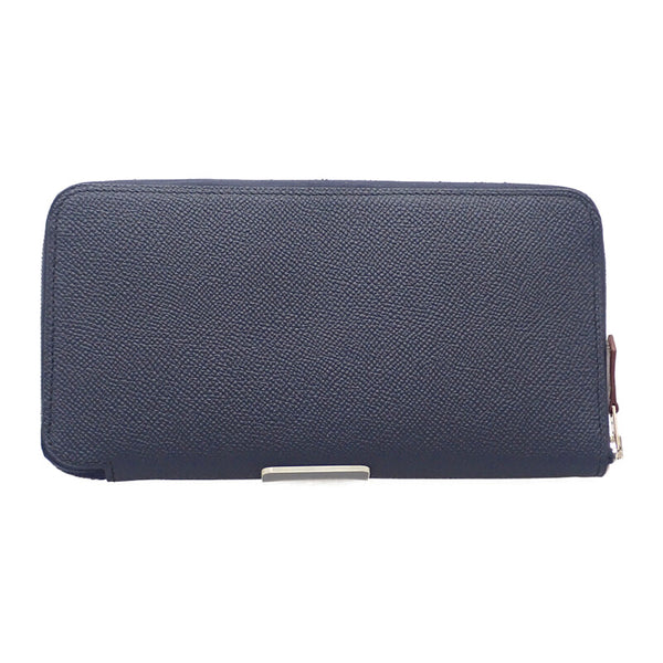 エルメス HERMES アザップ シルクインロング 長財布 ヴォーエプソン シルク ネイビー ブルーインディゴ バレニア レディース メンズ【中古】【Aランク】