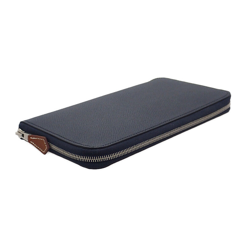 エルメス HERMES アザップ シルクインロング 長財布 ヴォーエプソン シルク ネイビー ブルーインディゴ バレニア レディース メンズ【中古】【Aランク】