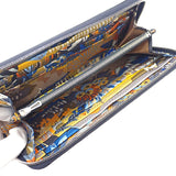 エルメス HERMES アザップ シルクインロング 長財布 ヴォーエプソン シルク ネイビー ブルーインディゴ バレニア レディース メンズ【中古】【Aランク】