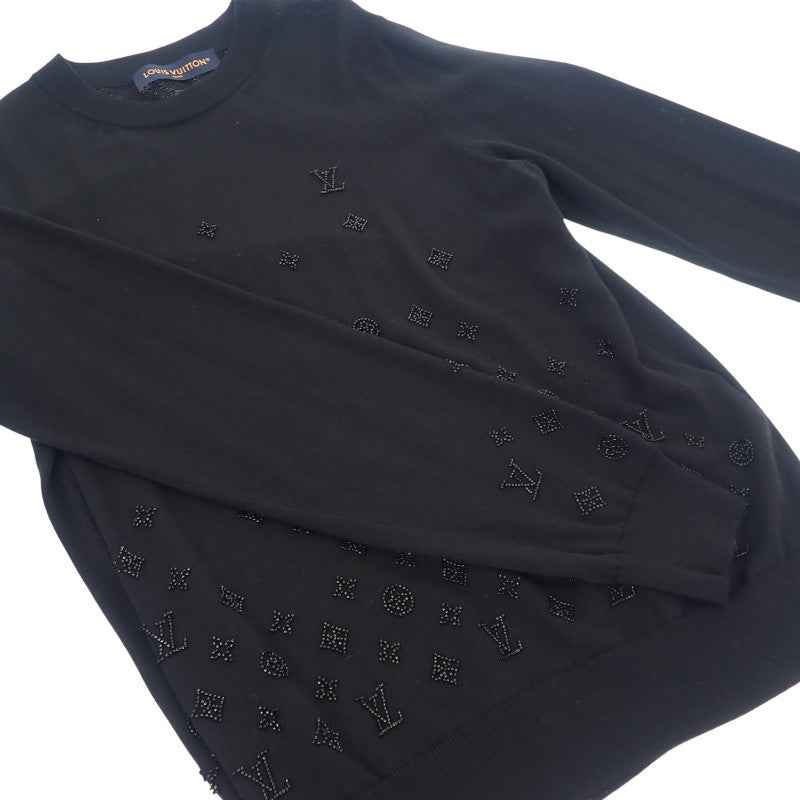 ルイヴィトン LOUIS VUITTON エンベリッシュド イブニングクルーネック L 1AIHO9 ニット ウール ブラック メンズ【中古】【Aランク】