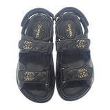 シャネル CHANEL フットベット サンダル G35927 X56140 94305 サンダル グレインカーフレザー キャビアスキン ブラック レディース【中古】【Aランク】